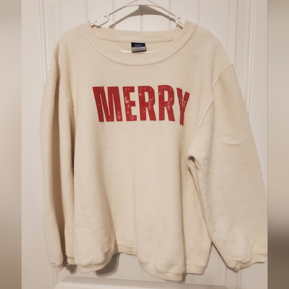 MV Sport Cream 'Merry' Graphic Sweater